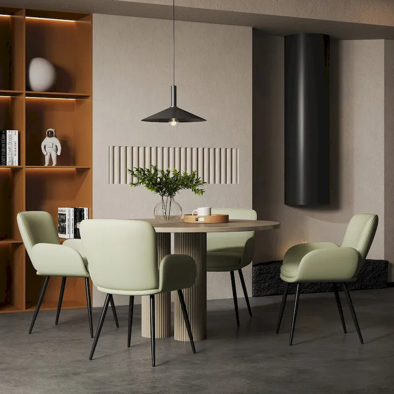Sedie imbottite da pranzo, set da 2 – similpelle, gambe in metallo opaco