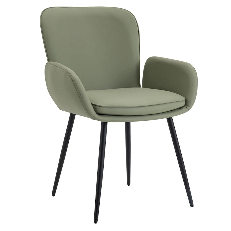 Sedie imbottite da pranzo, set da 2 – similpelle, gambe in metallo opaco