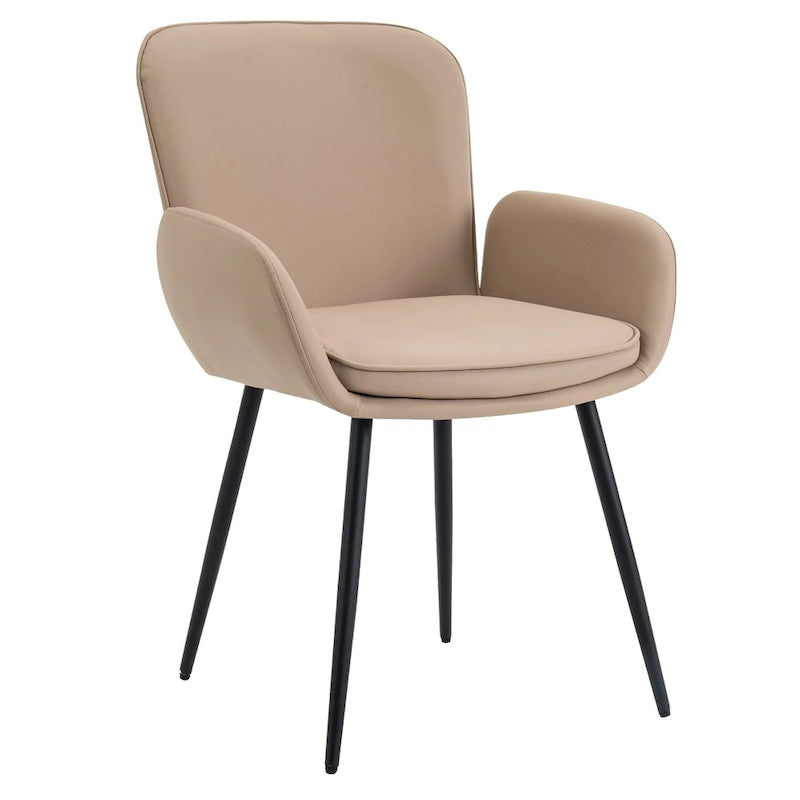 Sedie imbottite da pranzo, set da 2 – similpelle, gambe in metallo opaco