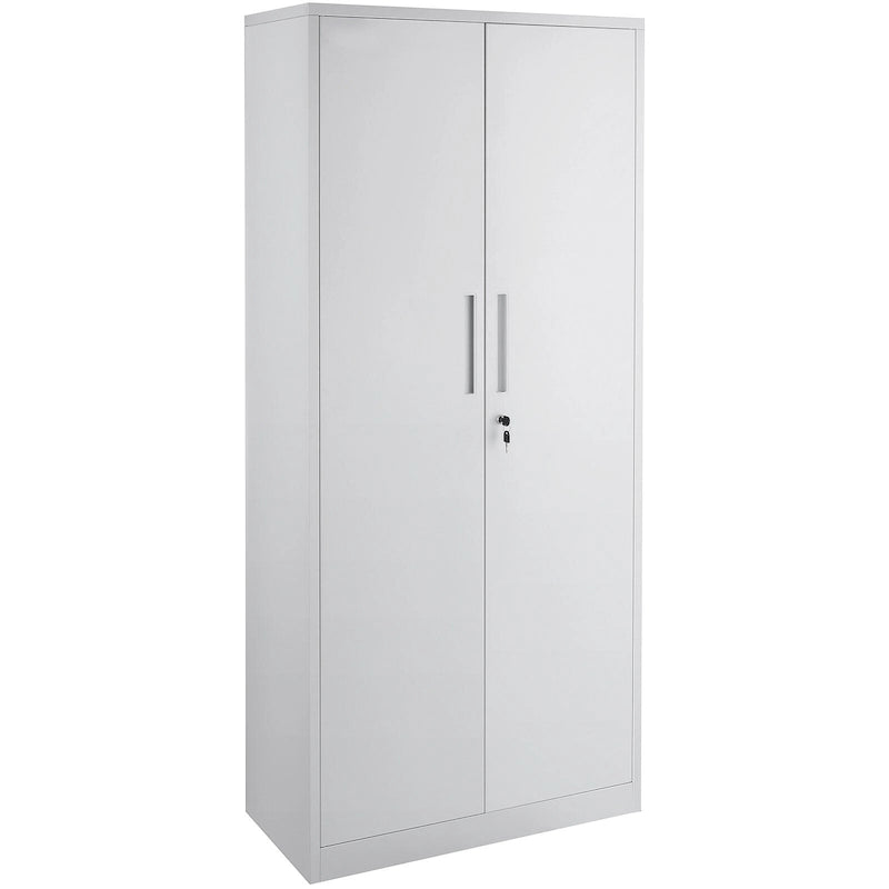 Armadio metallico con serratura, bianco/nero, 4 ripiani regolabili, 2 ante