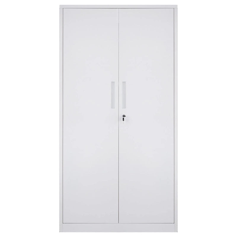 Armadio metallico con serratura, bianco/nero, 4 ripiani regolabili, 2 ante