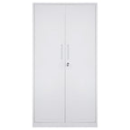 Armadio metallico con serratura, bianco/nero, 4 ripiani regolabili, 2 ante