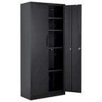 Armadio metallico con serratura, bianco/nero, 4 ripiani regolabili, 2 ante