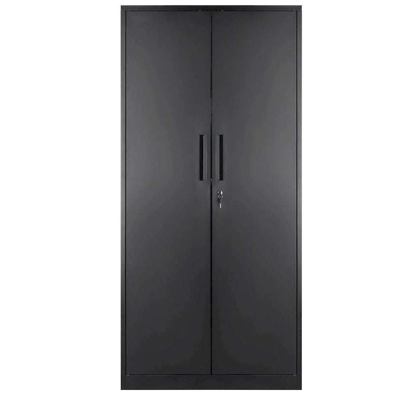 Armadio metallico con serratura, bianco/nero, 4 ripiani regolabili, 2 ante