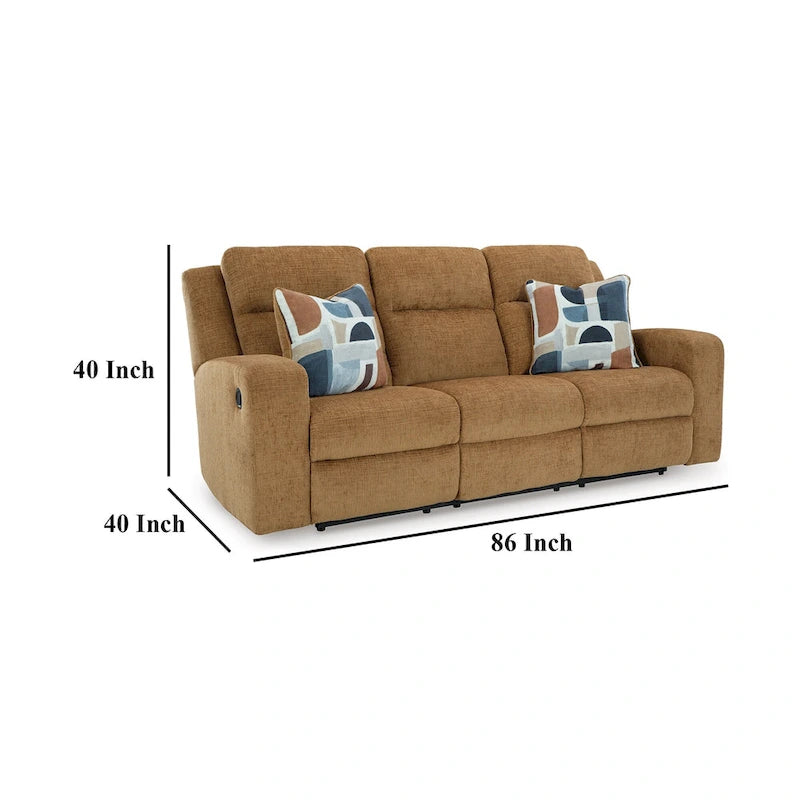 Divano reclinabile manuale Camel Brown, 2 posti, poliestere, 86 pollici