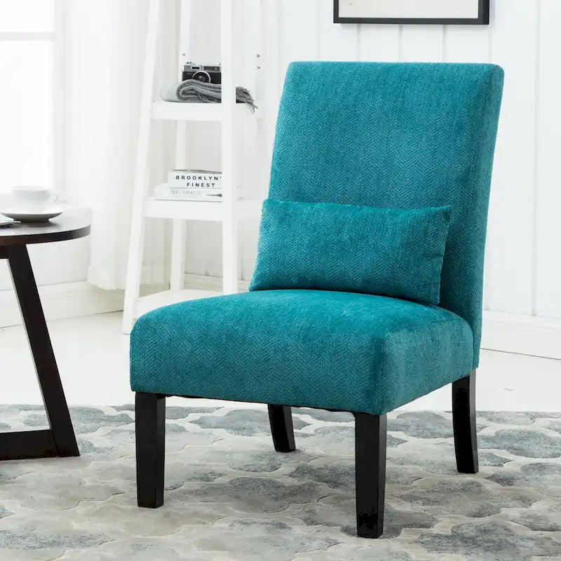 Teal Blue 31.75  High Back Polyester Accent Chair