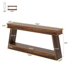 Tavolo Consolle Stretto a 2 Ripiani Marrone Scuro / Nero / Marrone Rustico, Montaggio per 1 Persona, 180 cm Lungh.