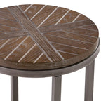 Tavolino Rotondo con Ripiano – Grigio Invecchiato / Rovere Bruciato Calce Bianco, Stile Industriale Rustico, 1 Posto