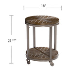 Tavolino Rotondo con Ripiano – Grigio Invecchiato / Rovere Bruciato Calce Bianco, Stile Industriale Rustico, 1 Posto