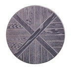 Tavolino Rotondo con Ripiano – Grigio Invecchiato / Rovere Bruciato Calce Bianco, Stile Industriale Rustico, 1 Posto