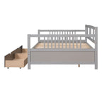 Divano letto matrimoniale grigio/espresso/bianco con 2 cassetti, legno di pino, 1 persona