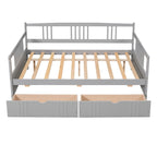 Divano letto matrimoniale grigio/espresso/bianco con 2 cassetti, legno di pino, 1 persona