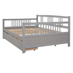 Divano letto matrimoniale grigio/espresso/bianco con 2 cassetti, legno di pino, 1 persona