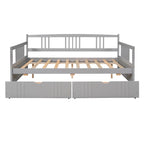 Divano letto matrimoniale grigio/espresso/bianco con 2 cassetti, legno di pino, 1 persona
