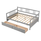 Divano letto matrimoniale grigio/espresso/bianco con 2 cassetti, legno di pino, 1 persona