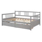 Divano letto matrimoniale grigio/espresso/bianco con 2 cassetti, legno di pino, 1 persona