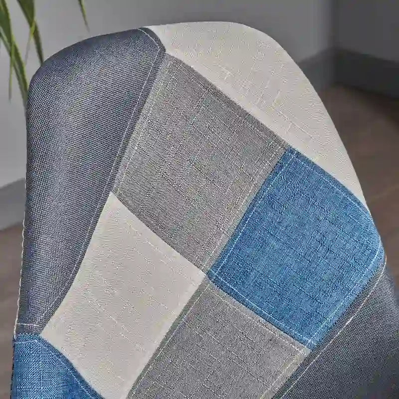 Sedia da pranzo imbottita Patchwork, Multicolore/Blu-Grigio, Set da 2