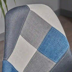 Sedia da pranzo imbottita Patchwork, Multicolore/Blu-Grigio, Set da 2