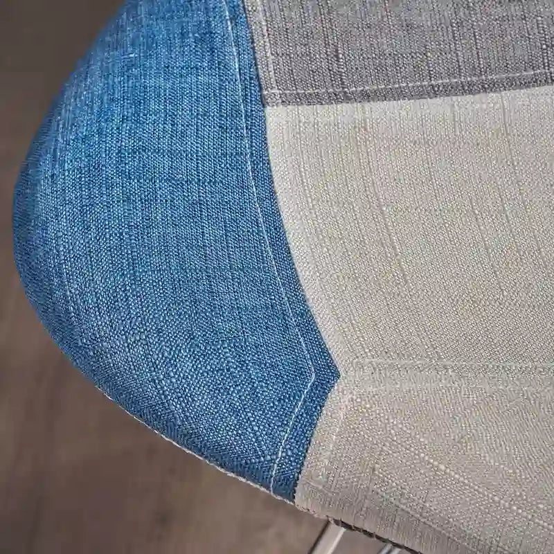 Sedia da pranzo imbottita Patchwork, Multicolore/Blu-Grigio, Set da 2