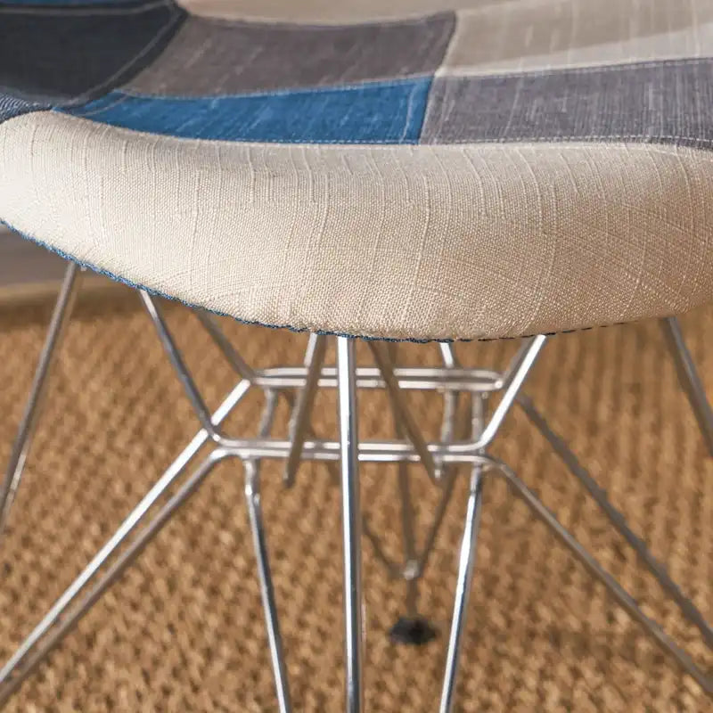 Sedia da pranzo imbottita Patchwork, Multicolore/Blu-Grigio, Set da 2