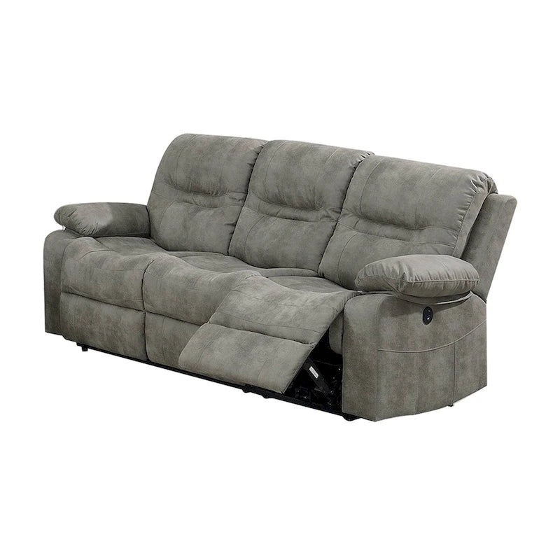 Poltrona reclinabile elettrica in similpelle, 1 posto – Blu ardesia / Grigio ardesia / Marrone scuro