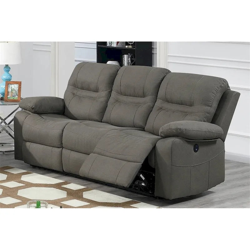 Poltrona reclinabile elettrica in similpelle, 1 posto – Blu ardesia / Grigio ardesia / Marrone scuro
