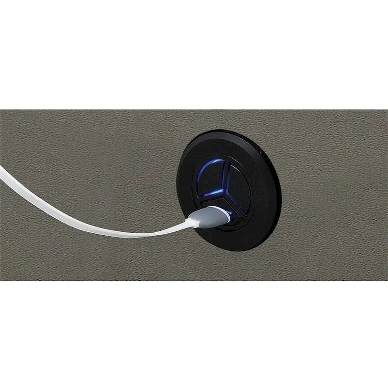 Poltrona reclinabile elettrica in similpelle, 1 posto – Blu ardesia / Grigio ardesia / Marrone scuro