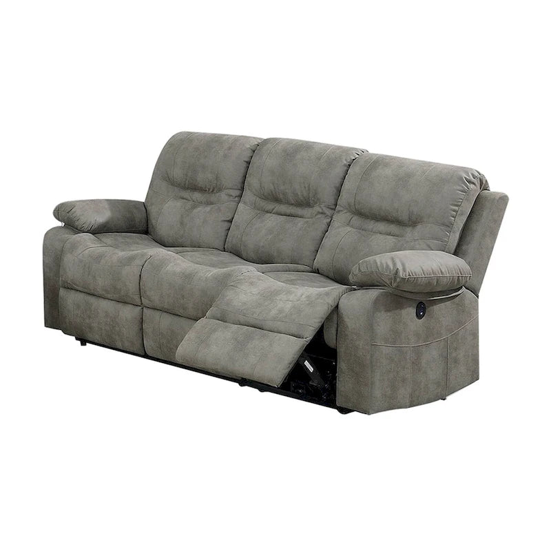 Poltrona reclinabile elettrica in similpelle, 1 posto – Blu ardesia / Grigio ardesia / Marrone scuro