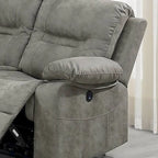 Poltrona reclinabile elettrica in similpelle, 1 posto – Blu ardesia / Grigio ardesia / Marrone scuro