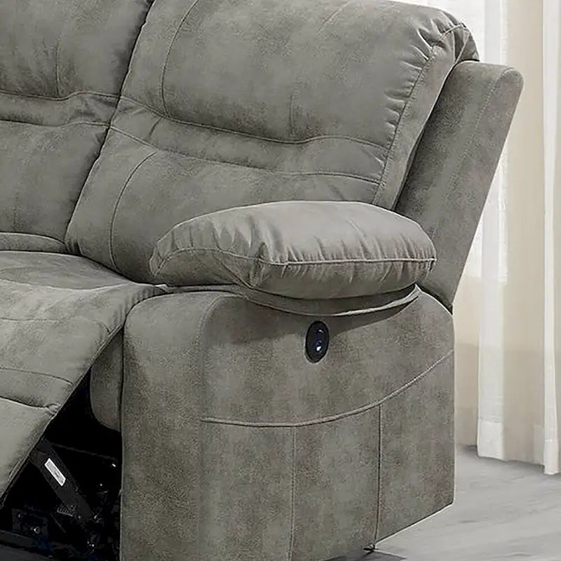 Poltrona reclinabile elettrica in similpelle, 1 posto – Blu ardesia / Grigio ardesia / Marrone scuro