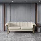 Divano Chesterfield in velluto trapuntato, 3 posti, Beige / Blu / Nero / Verde, Piedini dorati