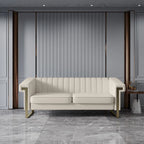 Takefuns Traditional Chesterfield Tufted Velvet Sofa, Couch with Removable Cushions and Gold Legs