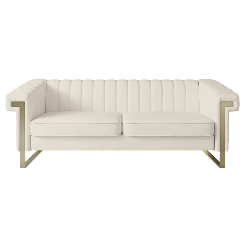 Divano Chesterfield in velluto trapuntato, 3 posti, Beige / Blu / Nero / Verde, Piedini dorati