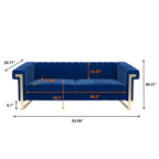 Divano Chesterfield in velluto trapuntato, 3 posti, Beige / Blu / Nero / Verde, Piedini dorati