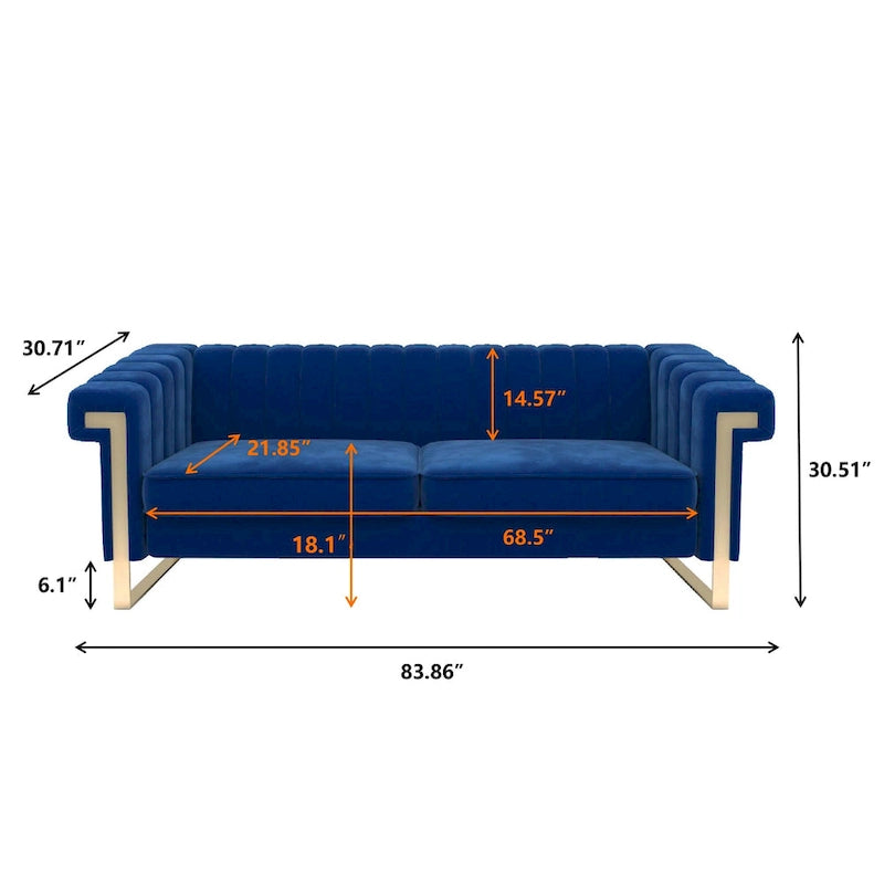 Divano Chesterfield in velluto trapuntato, 3 posti, Beige / Blu / Nero / Verde, Piedini dorati