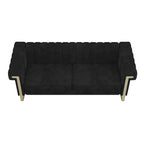 Divano Chesterfield in velluto trapuntato, 3 posti, Beige / Blu / Nero / Verde, Piedini dorati