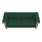 Divano Chesterfield in velluto trapuntato, 3 posti, Beige / Blu / Nero / Verde, Piedini dorati