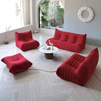 Divano componibile Teddy Velvet senza braccioli, set da 4 pezzi, giallo/rosso/beige/marrone chiaro/rosa
