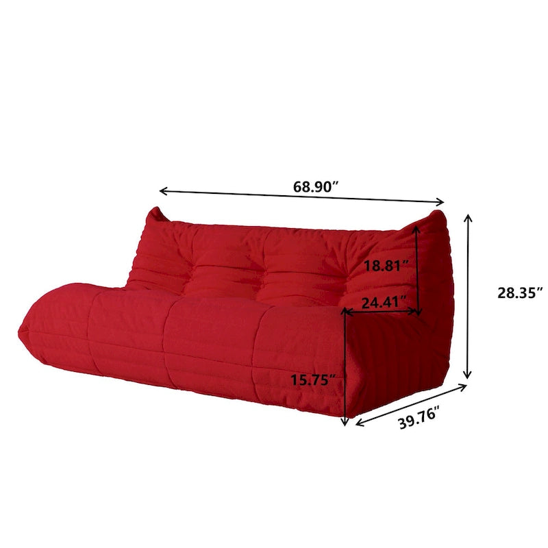 Divano componibile Teddy Velvet senza braccioli, set da 4 pezzi, giallo/rosso/beige/marrone chiaro/rosa