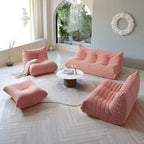 Divano componibile Teddy Velvet senza braccioli, set da 4 pezzi, giallo/rosso/beige/marrone chiaro/rosa