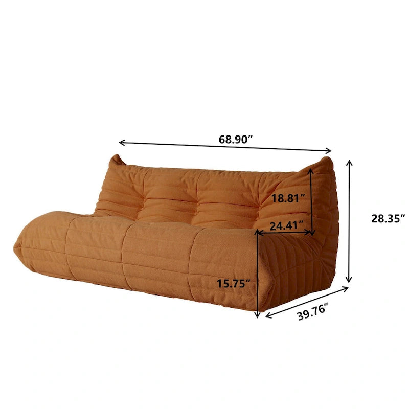 Divano componibile Teddy Velvet senza braccioli, set da 4 pezzi, giallo/rosso/beige/marrone chiaro/rosa