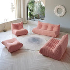 Divano componibile Teddy Velvet senza braccioli, set da 4 pezzi, giallo/rosso/beige/marrone chiaro/rosa