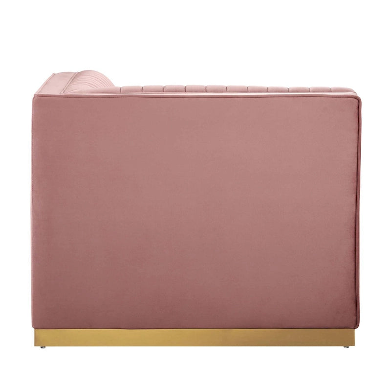 Poltrona angolare componibile trapuntata in velluto, 1 posto, grigio/rosa cipria/blu navy