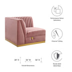 Poltrona angolare componibile trapuntata in velluto, 1 posto, grigio/rosa cipria/blu navy