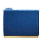 Poltrona angolare componibile trapuntata in velluto, 1 posto, grigio/rosa cipria/blu navy