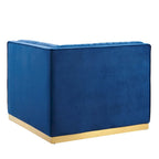 Poltrona angolare componibile trapuntata in velluto, 1 posto, grigio/rosa cipria/blu navy