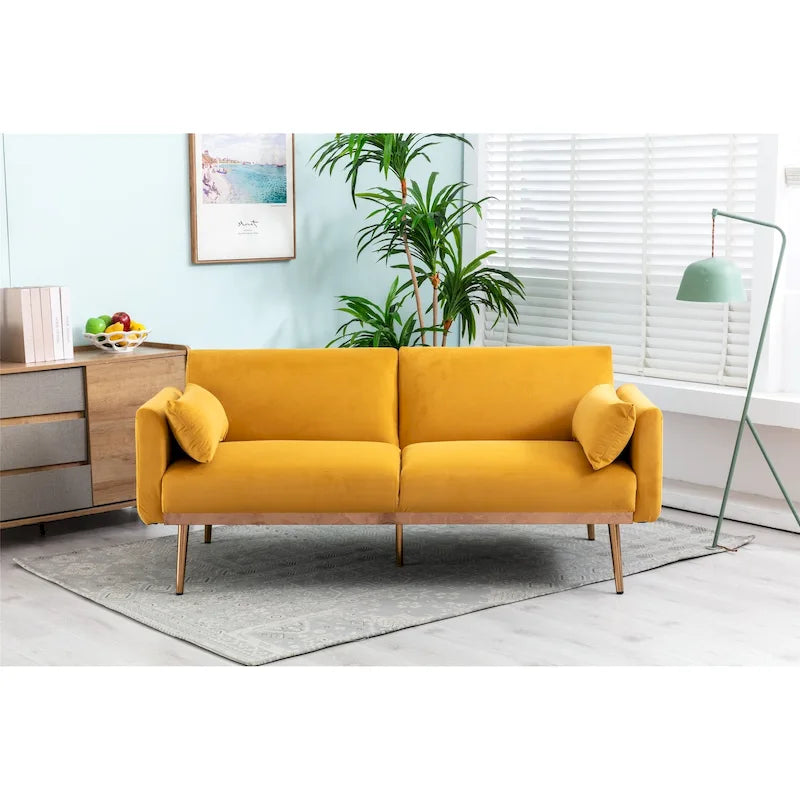 Divanetto Letto Trasformabile in Velluto Beige / Verde / Rosa – 2 Posti