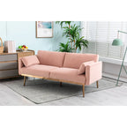 Divanetto Letto Trasformabile in Velluto Beige / Verde / Rosa – 2 Posti