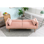 Divanetto Letto Trasformabile in Velluto Beige / Verde / Rosa – 2 Posti