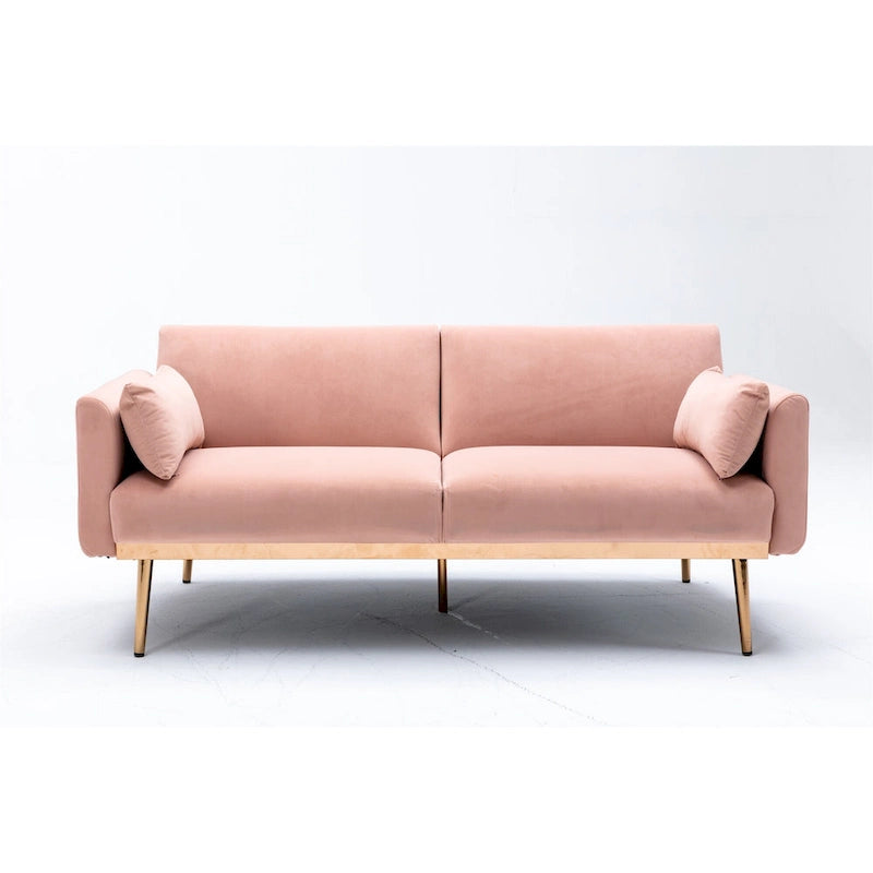 Divanetto Letto Trasformabile in Velluto Beige / Verde / Rosa – 2 Posti